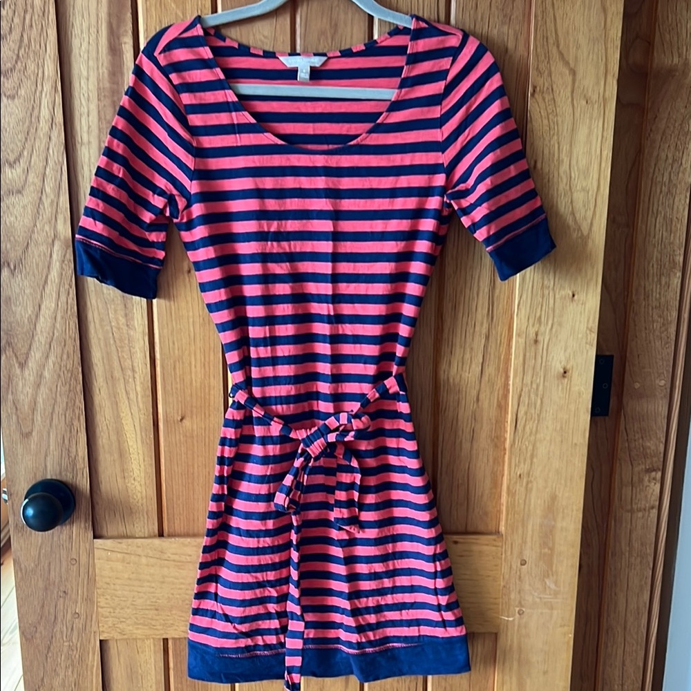 Banana Republic- Striped Orange and Navy Dress with Belt